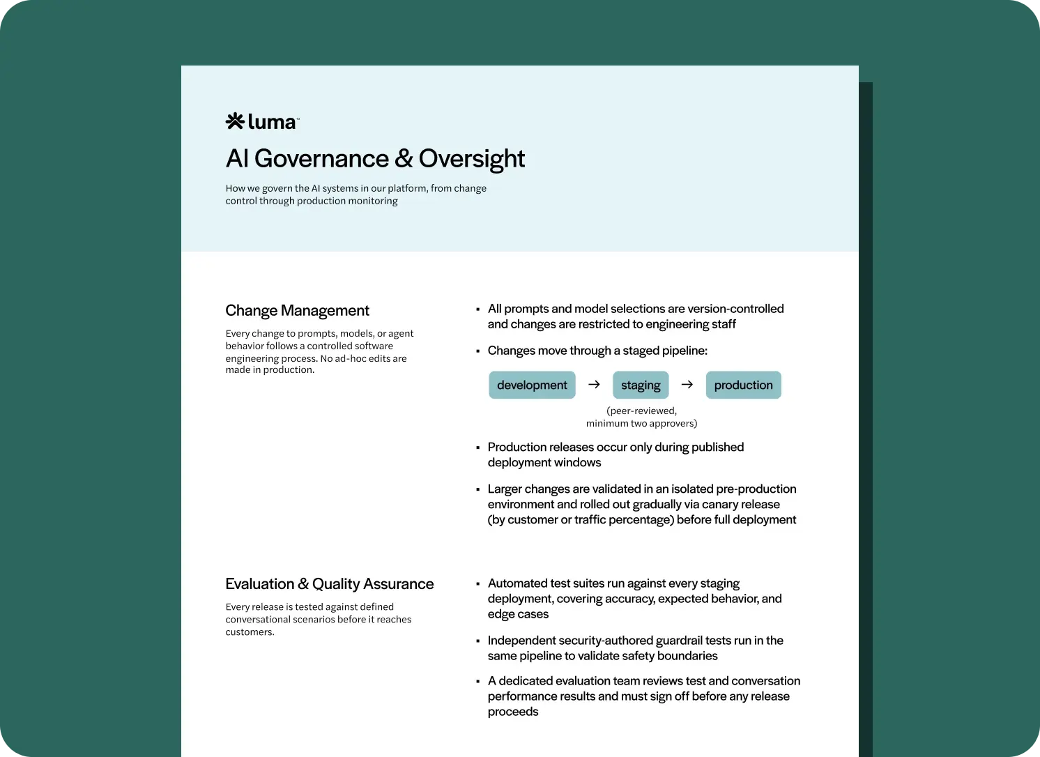 AI Governance & Oversight at Luma