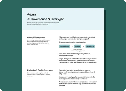 AI Governance & Oversight at Luma