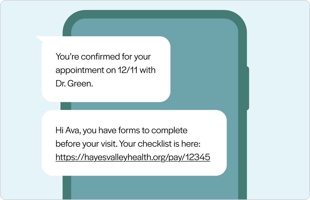 Luma continues messaging until the patient books.