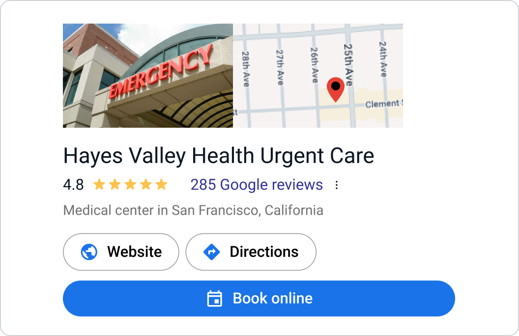Luma allows patients to book from your ads or directly from your Google Business Profile, based on what availability you want to advertise to new patients. 