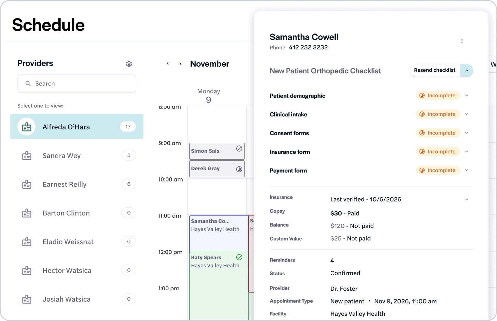 Luma provides one calendar-style view for all scheduled appointments to help staff stay on track.