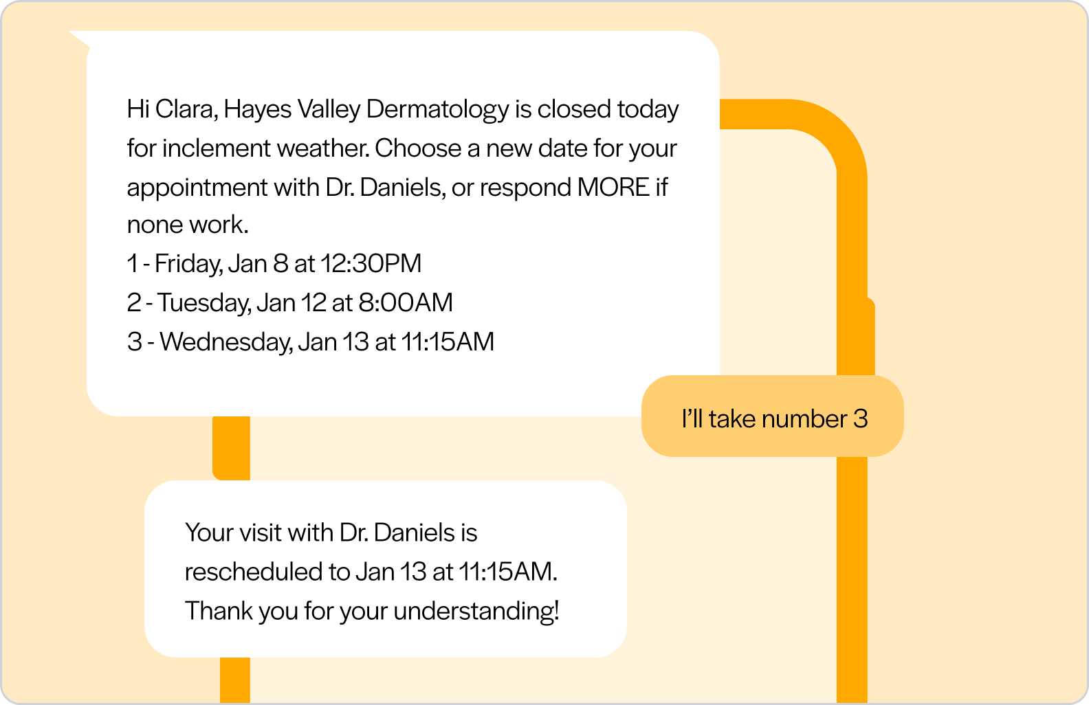 With Luma, messages can start from almost anywhere: a chart update, a provider's day off, a patient action, or a staff member.