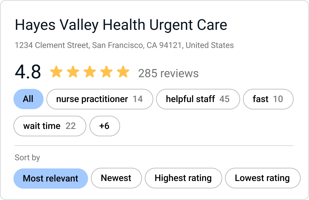 Luma gives patients the option to review you on Google, Facebook, or Yelp.