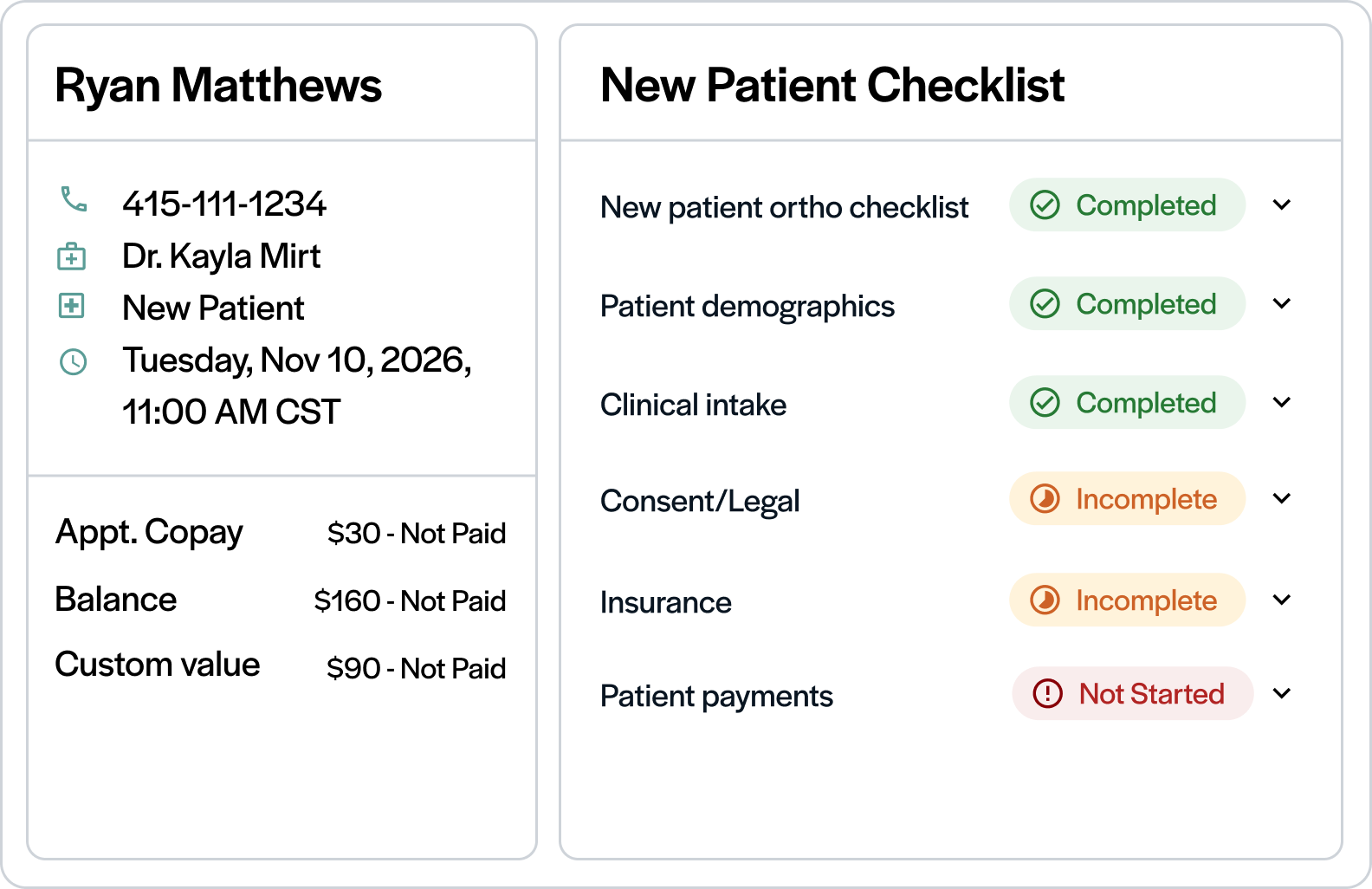 Luma allows patients to quickly pay from their prep checklists or reminders, using card, Apple Pay, or Google Pay.