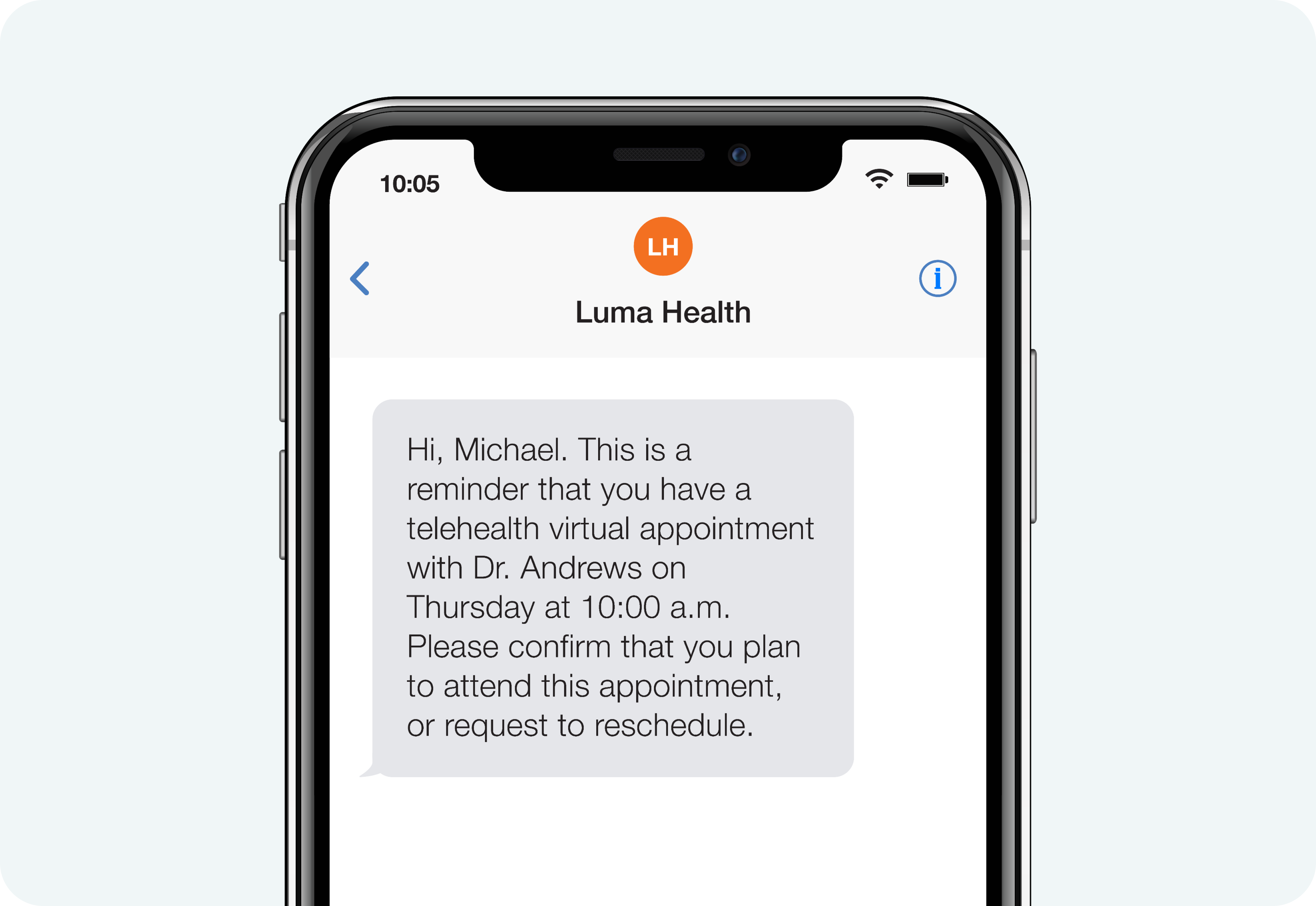 SMS appointment reminder to schedule telehealth visit 