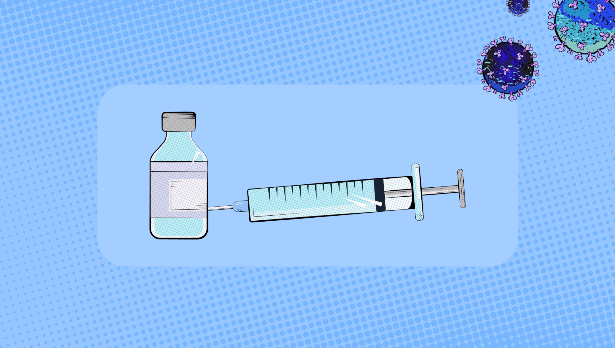 covid-19 vaccine vial and syringe illustration