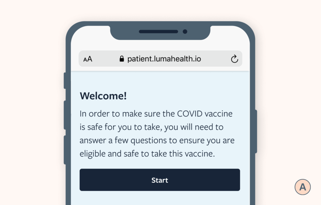 banner healths vaccination website on mobile