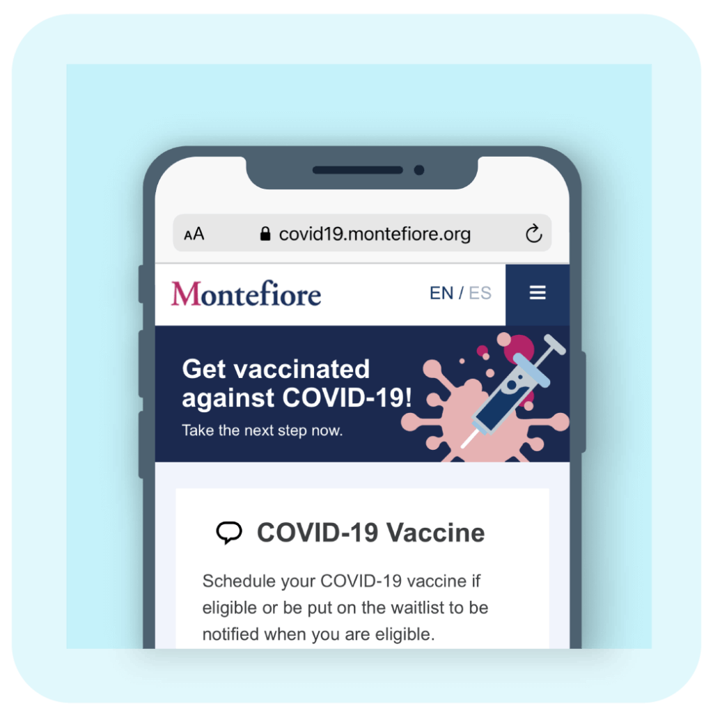 montefiores vaccination website on mobile