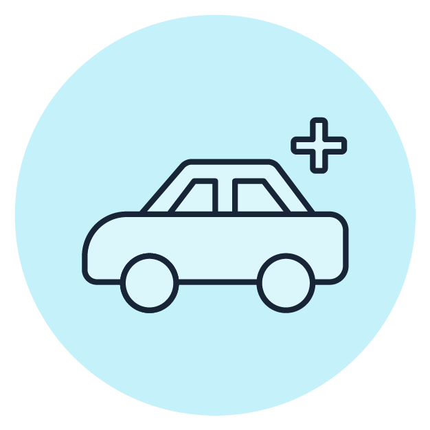 blue car icon for drive through healthcare