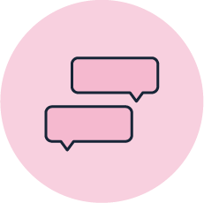 pink text messages icon with pink circle background