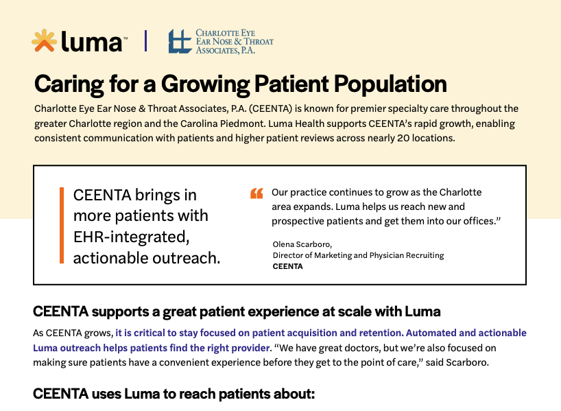 Charlotte Eye Ear Nose & Throat Associates Luma Health