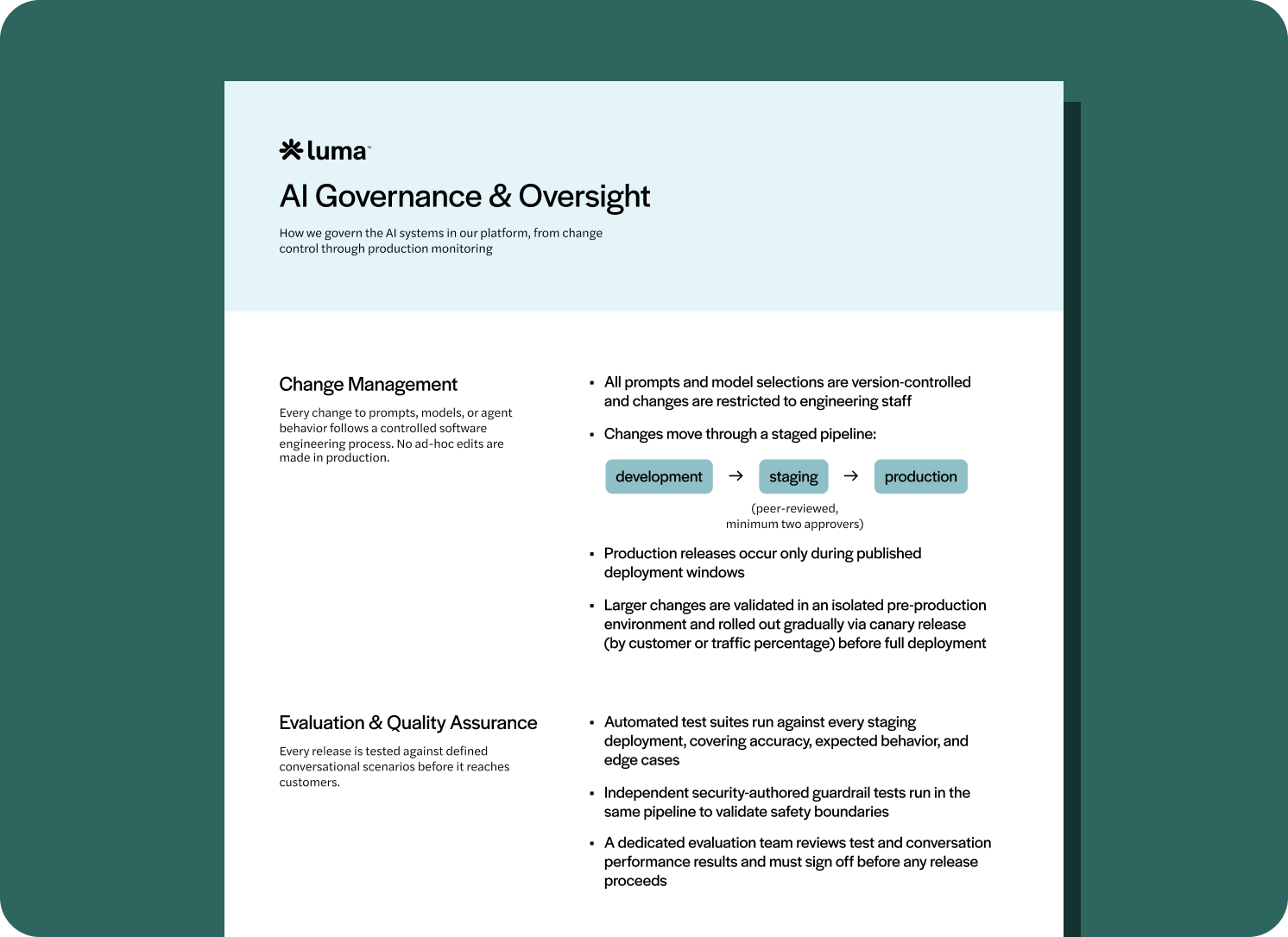 AI Governance & Oversight at Luma